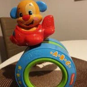 Fisherprice Abc's 123 Laugh & Learn Puppy Aeroplane Weighted Roll Mirror Toy